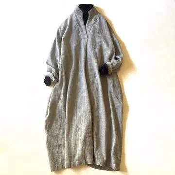 네스트로브 울 스키퍼 셔츠 원피스 긴팔 라이트 그레이 루즈핏