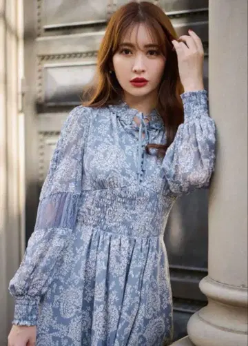 herlipto Winter Floral Long-sleeve Dress