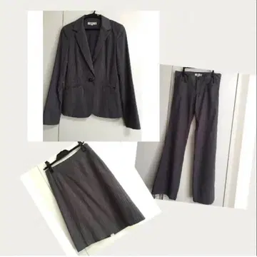 Maniacs 그레이 스트라이프 비즈니스 정장 3세트