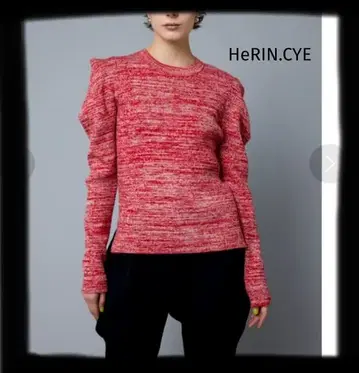 HeRIN.CYE 파워 숄더 멜란지 탑 빨간색