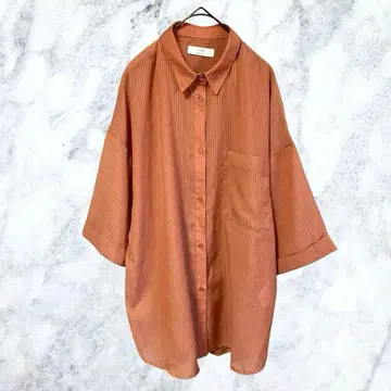 12664 cepo 오버 사이즈 셔츠 블라우스 5부 소매 오렌지 M