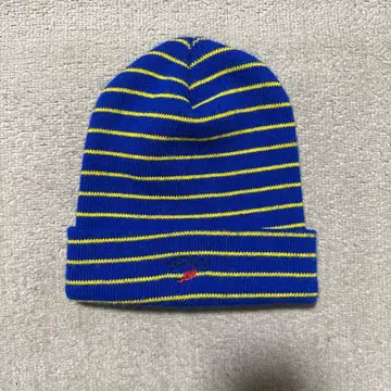 NOAH 파랑과 옐로우 컬러 스트라이프 니트 모자