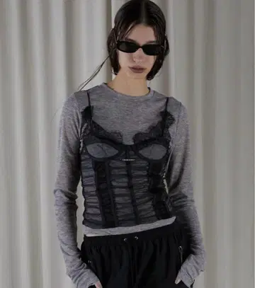 PRANK PROJECT 시스루 뷔스티에 레이어드 탑