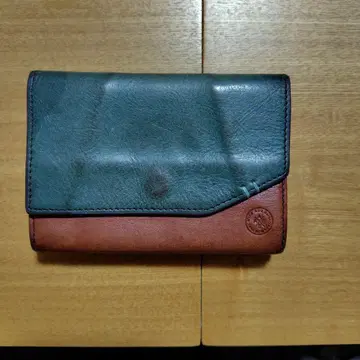 AXE 파랑과 브라운 가죽 접이식 지갑