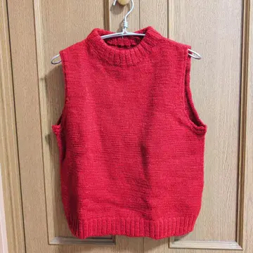 나카가와 마사시치 상점 린넨 울 니트 베스트 빨간색