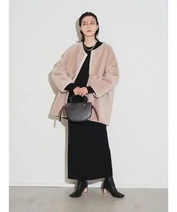 ELENDEEK 베이지 보아 코트 자켓