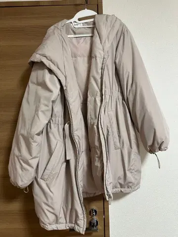 SNIDEL 후드 부착 핑크 베이지 다운 자켓