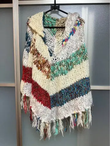 젤라또피케 gelato pique 컬러풀 니트 후드 달린 판초