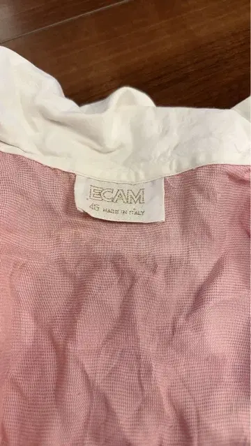 ECAM 45 빨흰 잔체크 5부 소매 블라우스