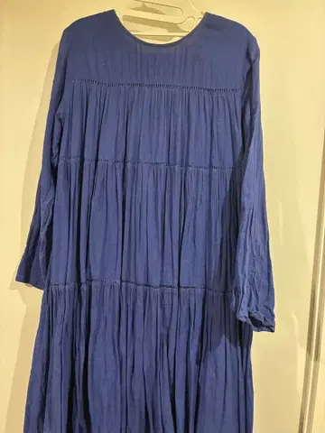 누키테파 파란색 긴팔 롱 원피스