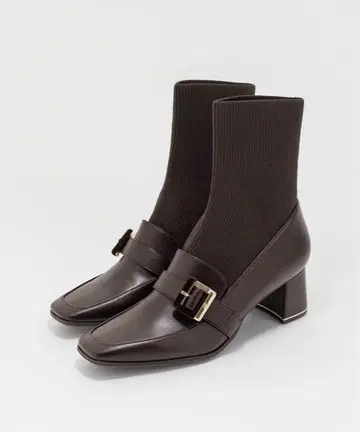 RANDA 버클 벨트 니트 도킹 부츠