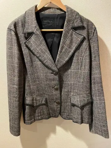 MOGA 빅 사이즈 17 그레이 계열 체크 테일러드 자켓