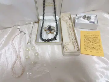 유품 정리 진주 헤마타이트 목걸이와 귀찌 5세트