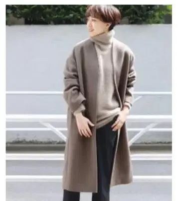 NOBLE 롱 코트 그레이지 베이지