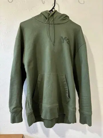 Y-3 후드 부착 후드티 올리브 그린