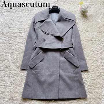 컨디션 최상 아쿠아 스큐텀 롱 코트 숄카라 지퍼 울