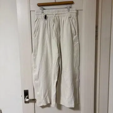 Y-3 화이트 와이드 팬츠 사이드 스트라이프