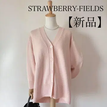 [새상품] STRAWBERRY-FIELDS 니트 가디건 핑크 루즈핏
