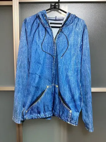 TATA 후드 부착 데님 전사 풀 집업 후드티 사이즈 2