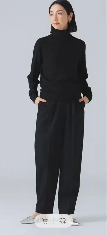 EFFE BEAMS 울 개버딘 와이드 테이퍼드 팬츠