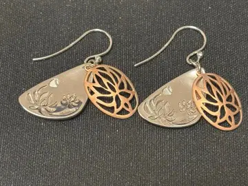 실버 925 로터스 모티브 후크식 귀걸이