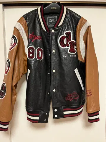 새상품 ZARA 가죽 바시티 자켓 천연 가죽 자켓 팬츠