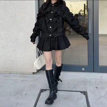 블랙 데님 스커트 셋업 nemne store