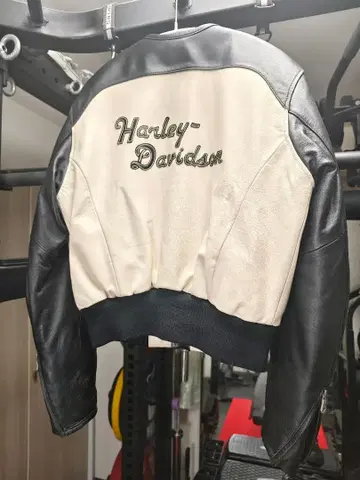 할리데이비슨 싱글 가죽 자켓 여성용 S 블랙 x 화이트 자수 로고 포함