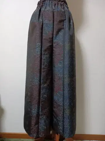 순수 실크 오시마 명주 국화 모양 패턴 기모노 리메이크 팬츠