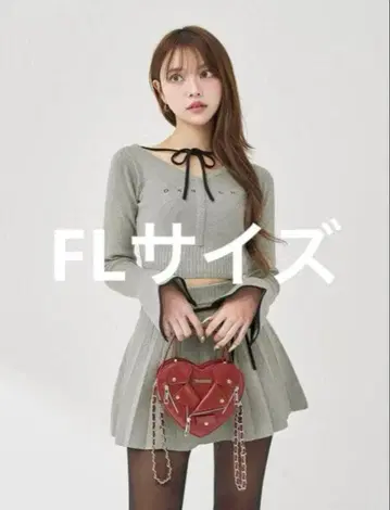 Darich 허리 오픈 리본 디자인 니트 미니 원피스 GRY FL