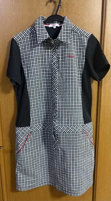 Marie Claire 골프용 체크 무늬 반팔 원피스