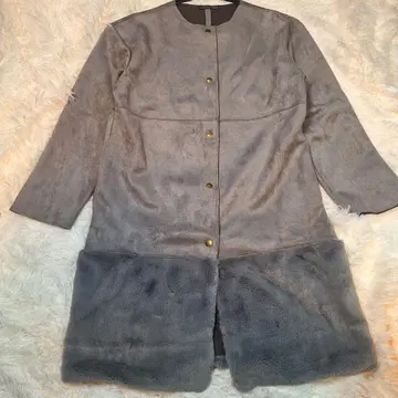 ZARA 자라 인조 모피 스웨이드풍 노카라 코트 그레이 M