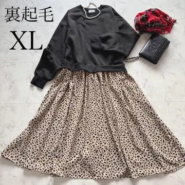 [컨디션 최상] 속기모 롱 원피스 빅 사이즈 레오파드 무늬 LL