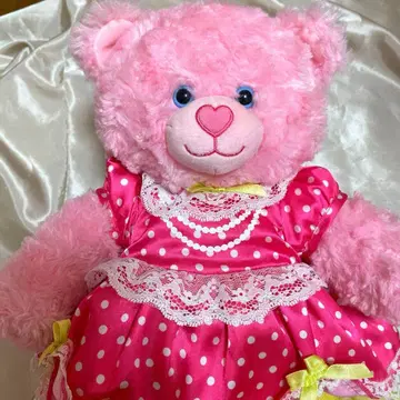 Build-A-Bear 빌드어베어 핑크 도트 패턴 원피스 봉제 인형