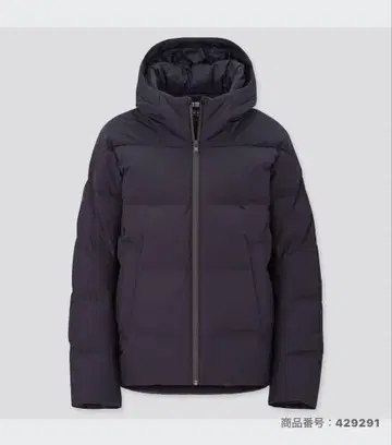 심리스 다운 후드티 네이비