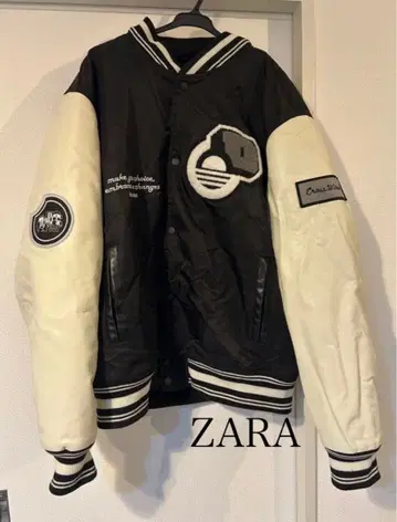 ZARA 바시티 자켓 블랙/화이트