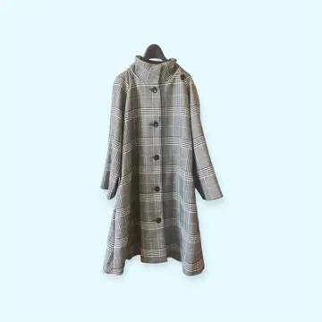 Mila Owen 체크 무늬 스탠드 카라 A라인 코트 사이즈 S