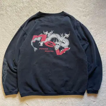 레어 Vintage 구제 의류 드래곤 슬리브 프린트 맨투맨 트레이닝복