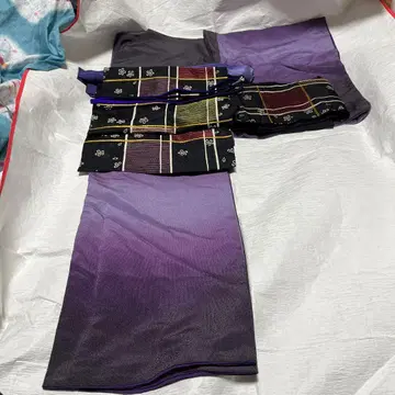 4점 (기모노, 오비, 오비 장식 천, 허리띠) 세트