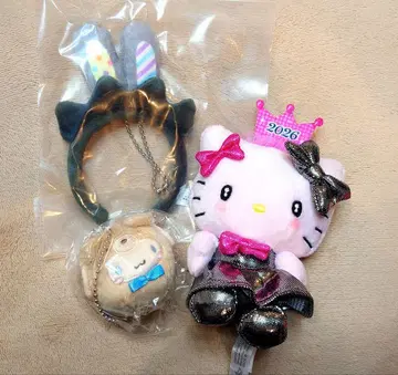 헬로키티 시나몬 배드마츠마루 라테곰 봉제 인형 미니 머리띠