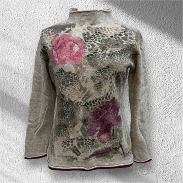 firosa 피로자 캐시미어 니트 꽃무늬 캐시미어 100% 보틀넥