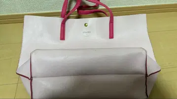 colors 핑크 가죽 토트백