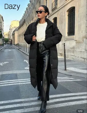 다운 코트 롱 코트 롱 다운 코트 블랙 따뜻한 롱 코트