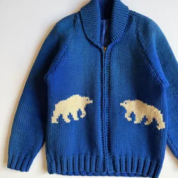60-70s 빈티지 북극곰 코위찬 니트 가디건 시로쿠마
