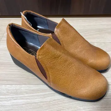 미사용 wood 일본제 천연 가죽 컴포트 슈즈 24cmEEE 카멜