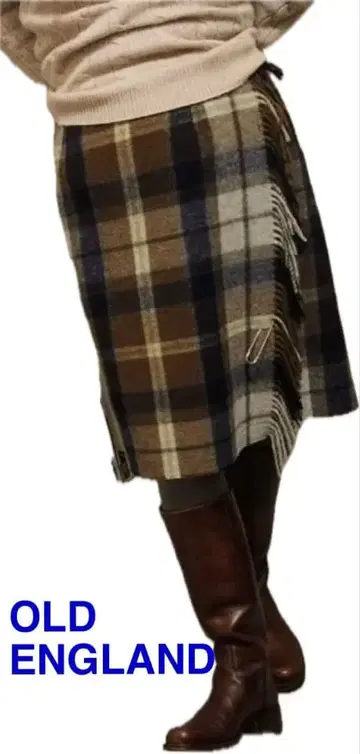 올드 잉글랜드 퀼트 스커트 100% 램스울