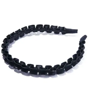 IRIS47 프릴 새틴 헤어밴드 (블랙)