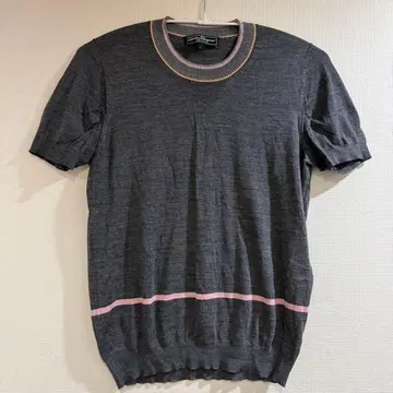 새상품 미사용 페라가모 그레이 L 반팔 니트 실크 울