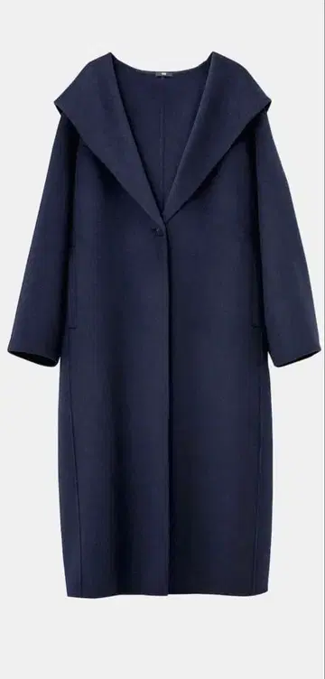 [ 새상품급 ] 울 블렌드 리버 후디 롱 코트