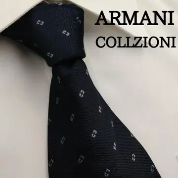 아르마니 꼴레지오니 고급 실크 넥타이 올 패턴 블랙